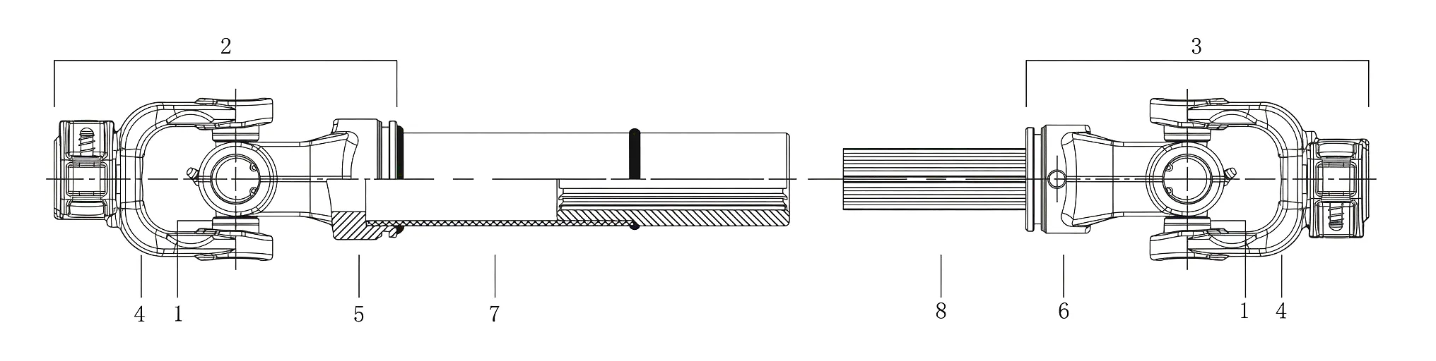 PTO Drive Shaft G Series dimensional drawing